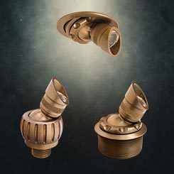 Auroralight's Cyclops family shown with various mounting options for downlighting and uplighting